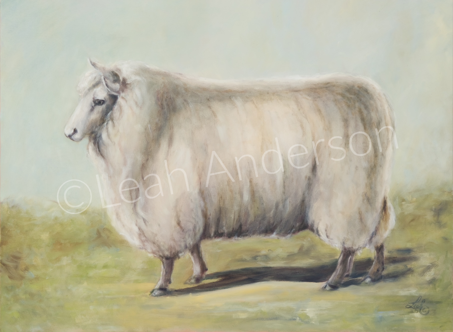 Lone sheep painting by Leah Anderson.