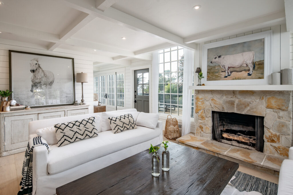 Carmel By The Sea after living room renovation by Leah Anderson Designs.