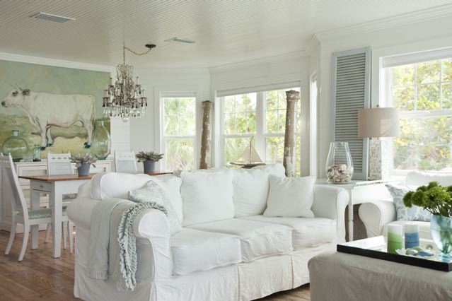 Anna Maria Island Florida living room after renovation by Leah Anderson Designs.