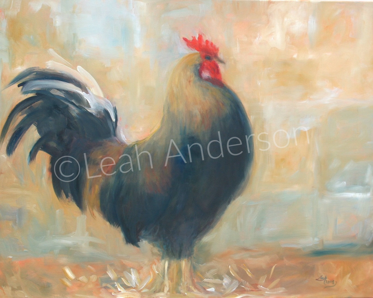 Rooster painting by Leah Anderson.