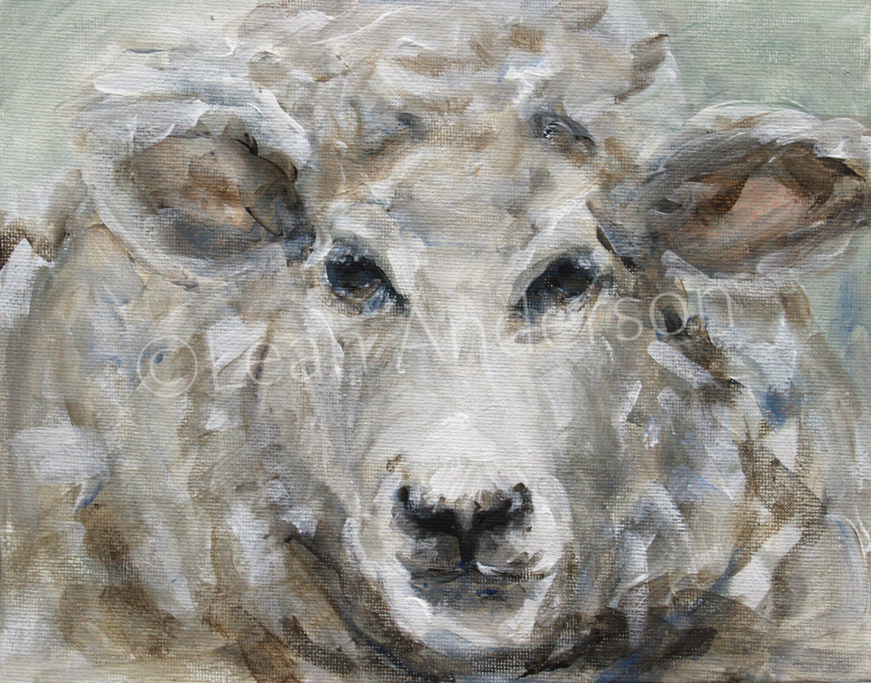 Sheep Head painting by Leah Anderson