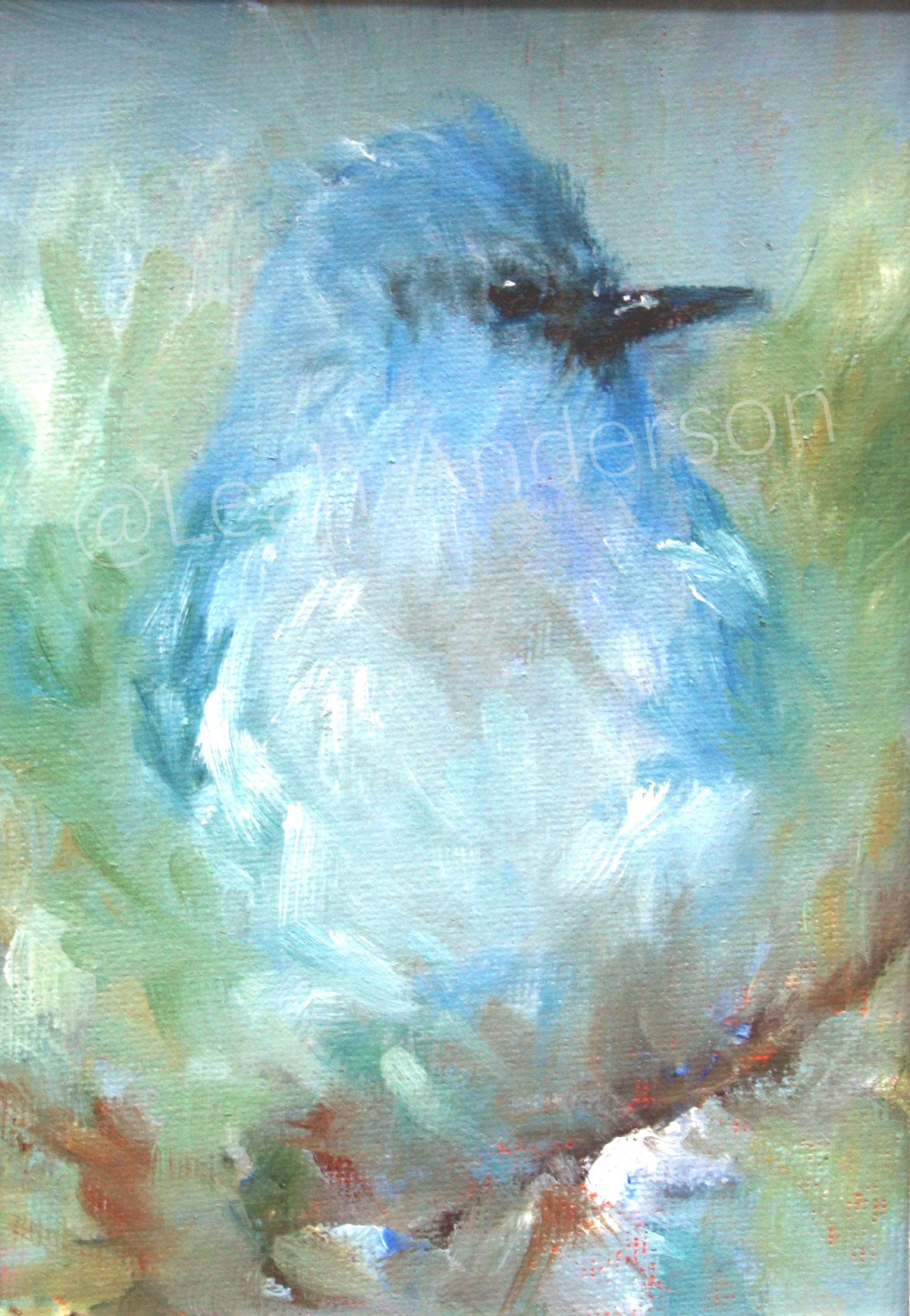 Bluebird painting by Leah Anderson