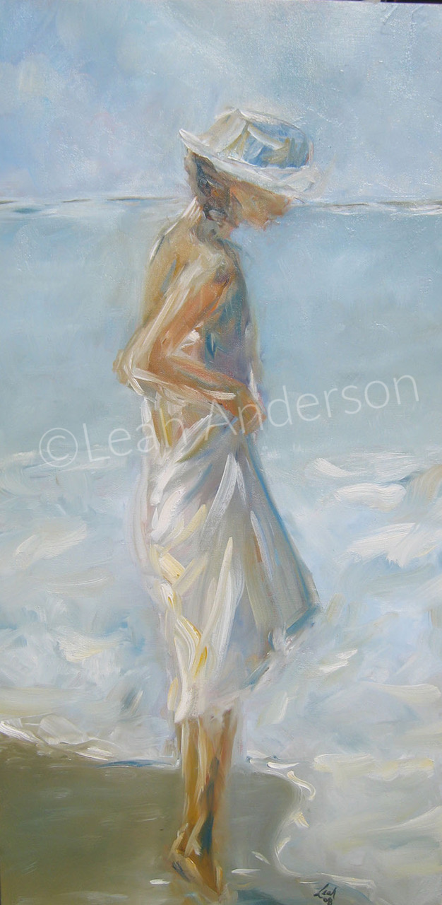 Girl Lifting Dress painting by Leah Anderson